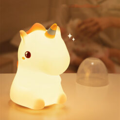 Cute Silicone Unicorn Shape Bedroom Night Light Lamp
