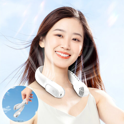 Portable Digital Display Leafless Folding Neck Fan