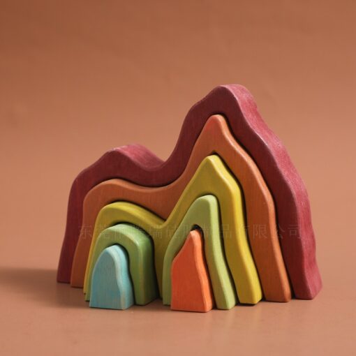 Wooden Rainbow Building Blocks Education Puzzle Toys