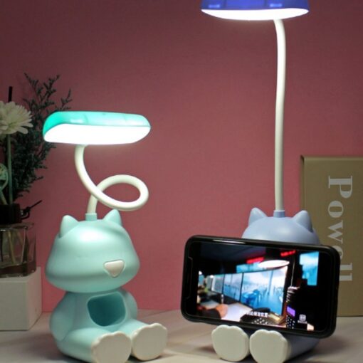 Cute Cartoon Cat LED Charging Table Holder Light Lamp