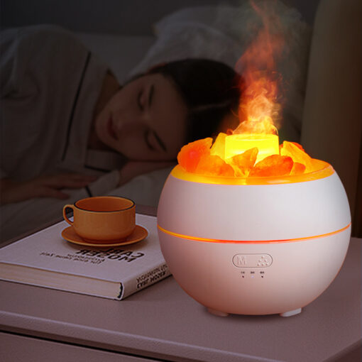 Salt Stone Simulation Flame Night Light Air Humidifier