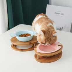 Ceramic Fish Shape Cat Food Dispenser Feeding Bowl