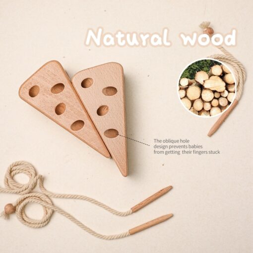 Wooden Montessori Cheese Threading Game Toy - Image 4