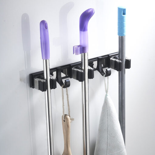 Stainless Steel Wall-Mounted Mop Clip Holder