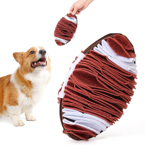 Interactive Rugby-shaped Pet Plush Snuffle Mat Toy