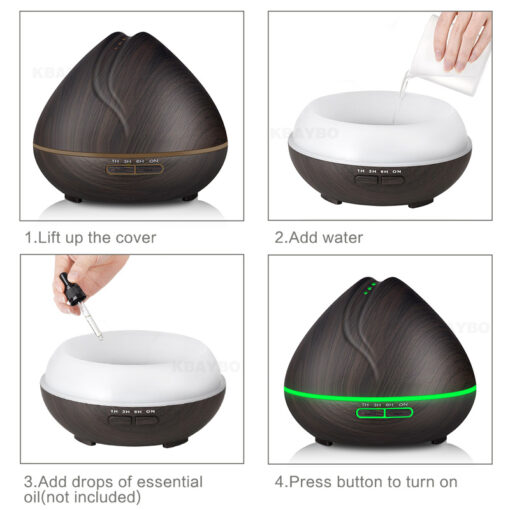 Wood Grain LED Lamp Aromatherapy Humidifier