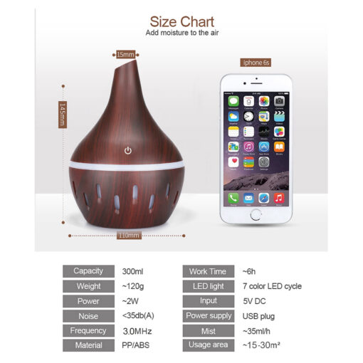 Wood Grain Household Mini Color-changing Air Humidifier - Image 8