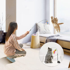 Interactive Suction Cup Pet Feather Bell Rainbow Ball Toy