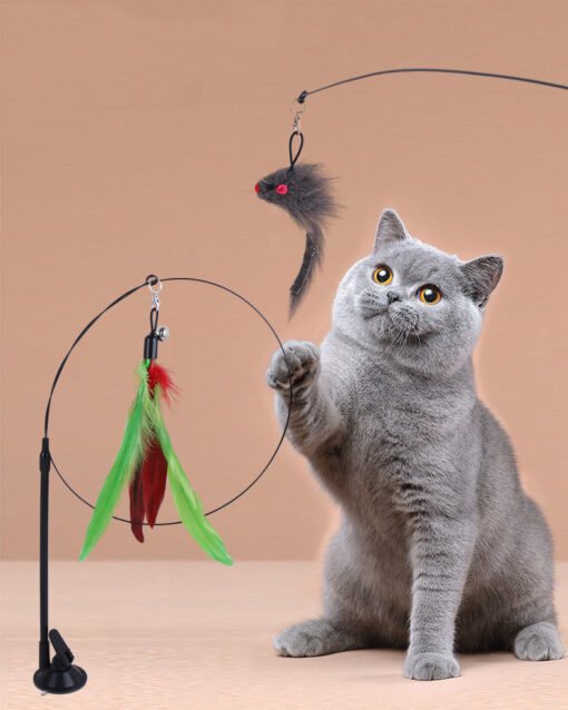 Interactive Handheld Steel Wire Sucker Cat Teaser Toy