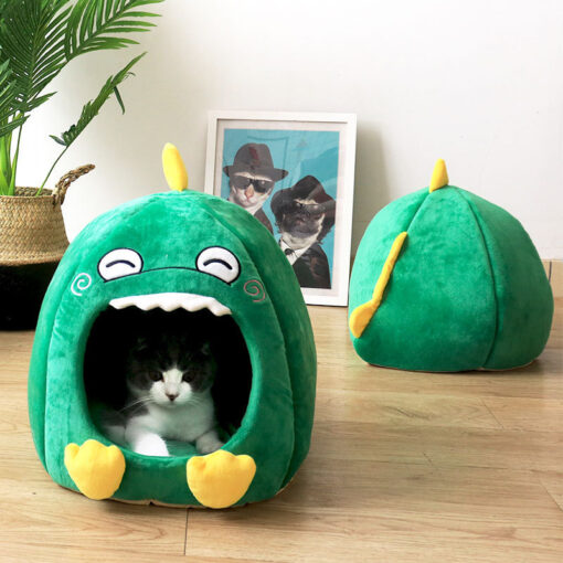 Cute Dinosaur Enclosed Removable Washable Pet Nest