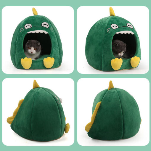 Cute Dinosaur Enclosed Removable Washable Pet Nest