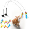 Interactive Suction Cup Pet Feather Bell Rainbow Ball Toy