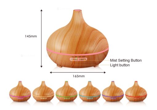 Ultrasonic Wood Grain LED Light Aroma Diffuser Humidifier