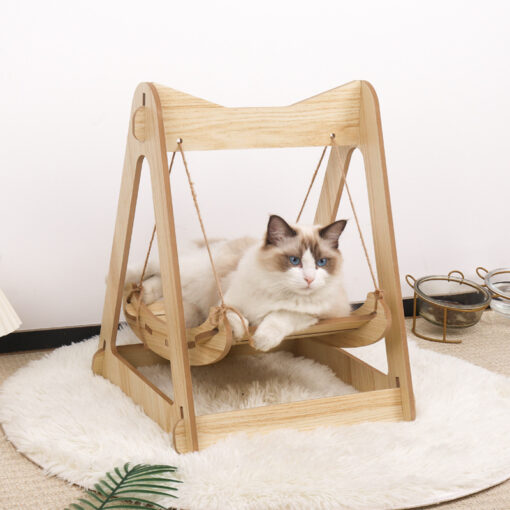 Durable Wooden Hanging Pet Swing Hammock Bed