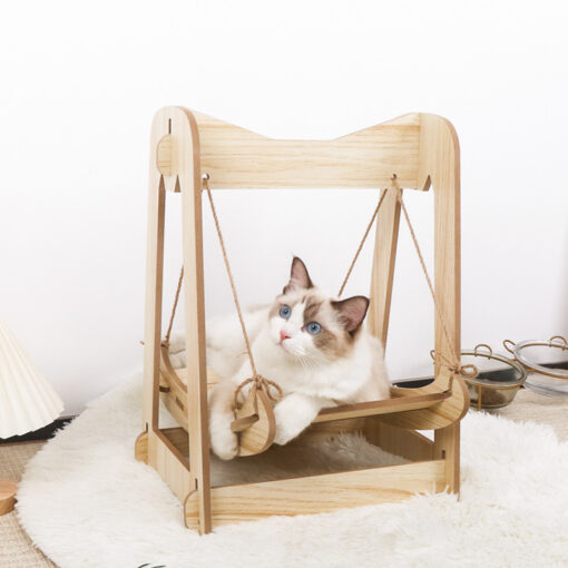 Durable Wooden Hanging Pet Swing Hammock Bed