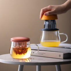 Ergonomic Marble Fruit Heat Resistant Glass Flower Tea Cup