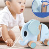 Cute Children's Elephant Shape Drawstring Wooden Trailer