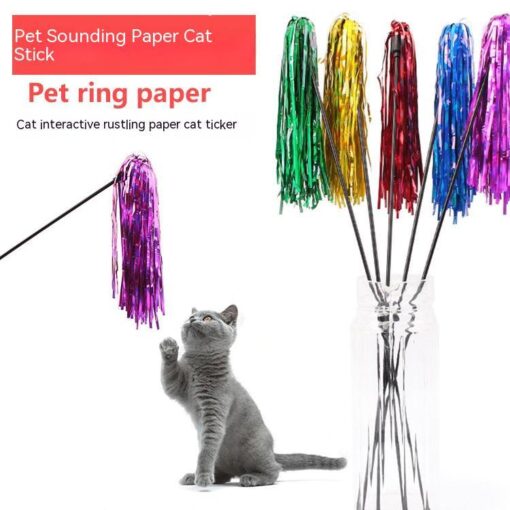 Interactive Color Paper Stripes Cat Teaser Wand