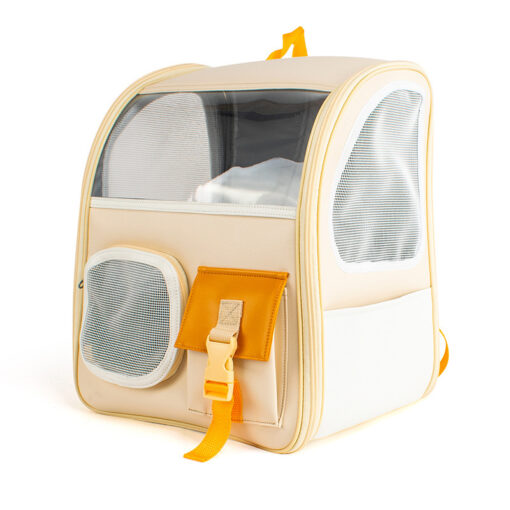 Portable Transparent Breathable Leather Pet Backpack