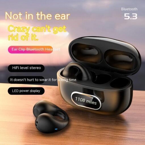 Wireless Ear-clip Digital Display Stereo Bluetooth Headset