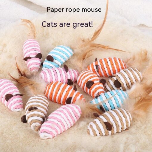 Interactive Mouse Shape Pet Grinding Feather String Toy