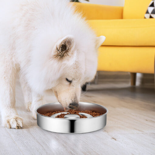 Non-slip Stainless Steel Pet Slow Food Feeding Bowl