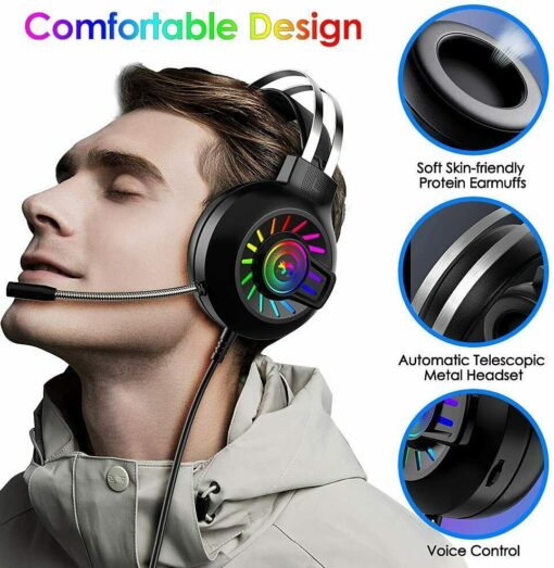 360° Adjustable Microphone LED Backlight Gaming Headset - Image 8