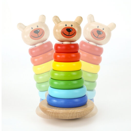 Wooden Bear Baby Roly-poly Children Rocking Tower Toy