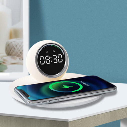 Creative Wireless Charging Bedside Alarm Clock Lamp