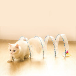 Foldable Elastic Cat Tunnel Mesh Feather Toy