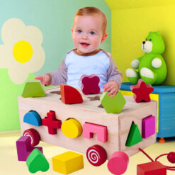 Wooden Montessori Shape Matching Building Blocks Toy