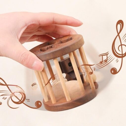 Creative Wooden Baby Threading Game Ringing Bell Toy