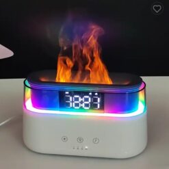 LED Digital Clock Oil Diffuser Flame Simulation Humidifier