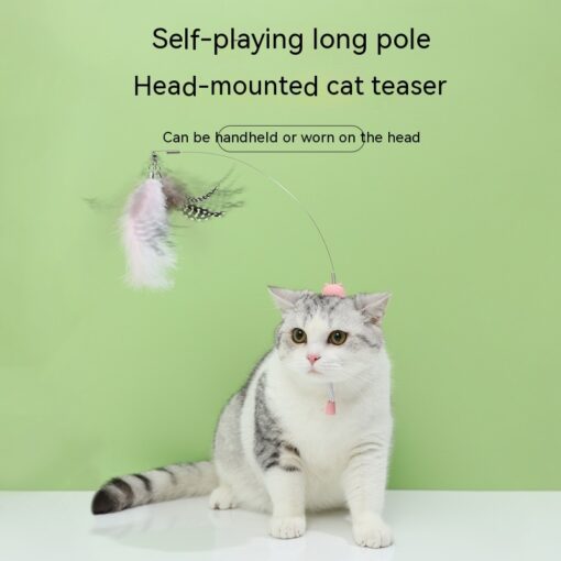 Interactive Head-mounted Cat Teaser Feather Toy