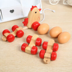Wooden Pull Along Chicken Baby Educational Drag Toy