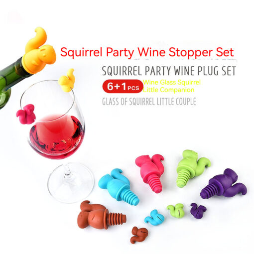 Cute Silicone Squirrel Wine Bottle Cap Stopper