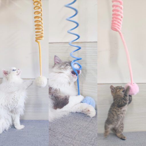 Interactive Cat Self-Hi Sucker Spring Hair Ball Play Toy