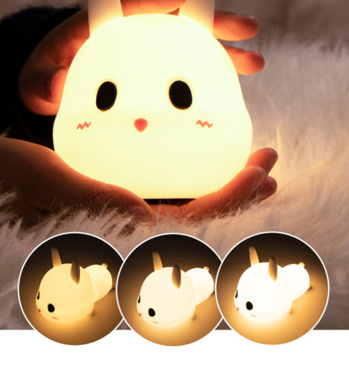 Portable Rabbit Silicone Soothing Night Light Lamp