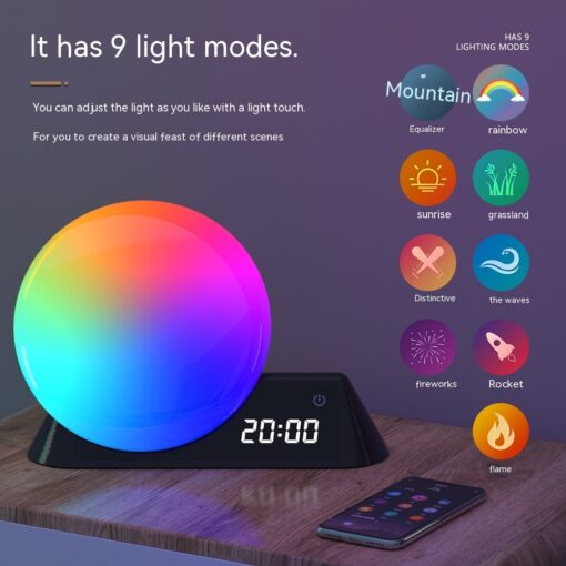 Digital Display Simulated Sunset Colorful Alarm Clock