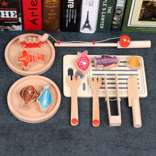 Multifunctional Wooden Magnetic Children's Fishing Toy
