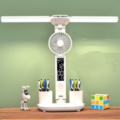 Portable Double Head Lighting LED Fan Table Lamp