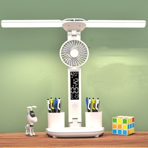 Portable Double Head Lighting LED Fan Table Lamp