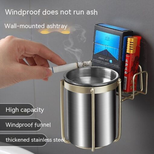 Wall-mounted Stainless steel Ashtray Container