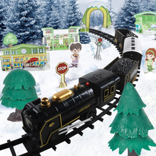 Electric Mini Retro Christmas Rail Train Car Children's Toy