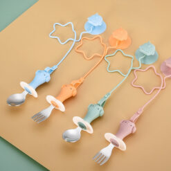 Stainless Steel Silicone Children's Training Spoon Fork