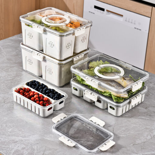 3 in 1 Fridge Organization Drain Basket Box