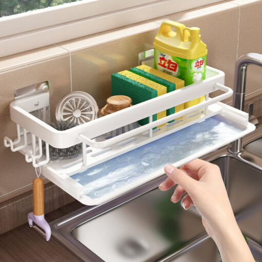 Kitchen Hanging Shelf Towel Sponge Drain Storage Rack