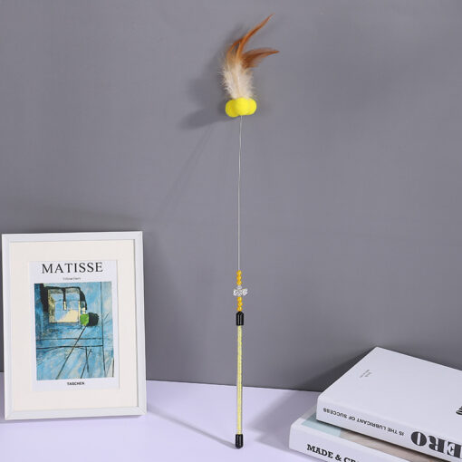 Interactive Long Steel Wire Rod Cat Teaser Feather Toy