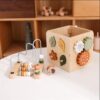 Multi-functional Wooden Bead Wrapped Activity Cube Toy