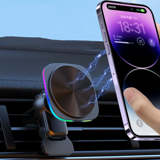 Magnetic Wireless RGB Color Lights Car Phone Charger